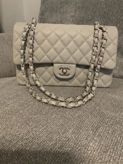 CHANEL Classic Double Flap Caviar Bag Silver Hardware