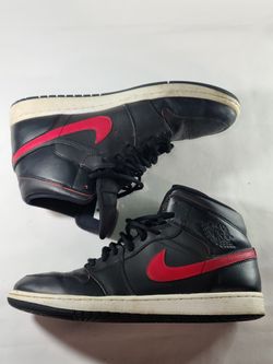 Nike Air Jordan 1 Mid Retro 2016 Black Red Men Sneaker Shoes 554724-009 Size 10