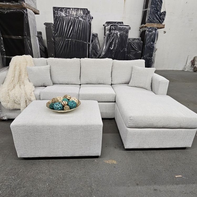 Sofa Chaise With FREE Ottoman ON SALE 