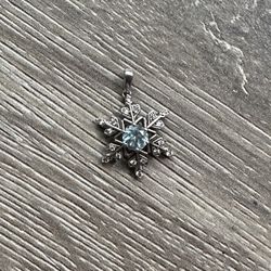 Sterling Silver Blue Topaz Snowflake Pendant