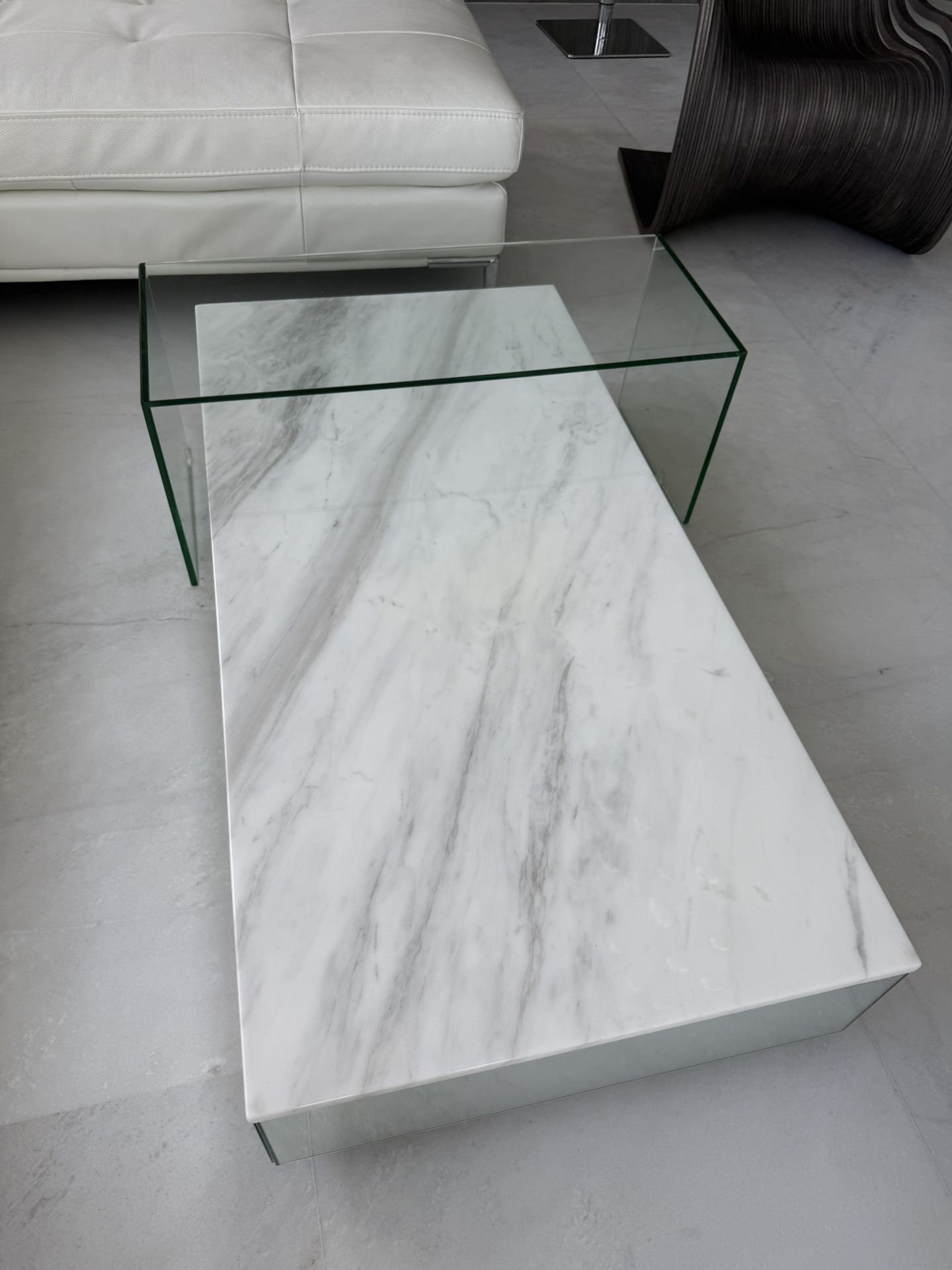 White Marble And Glass Coffee Table