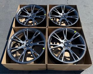19” Tesla Model Y Gemini Gunmetal Gray Factory Charcoal Glossy Rims Wheels Set 4