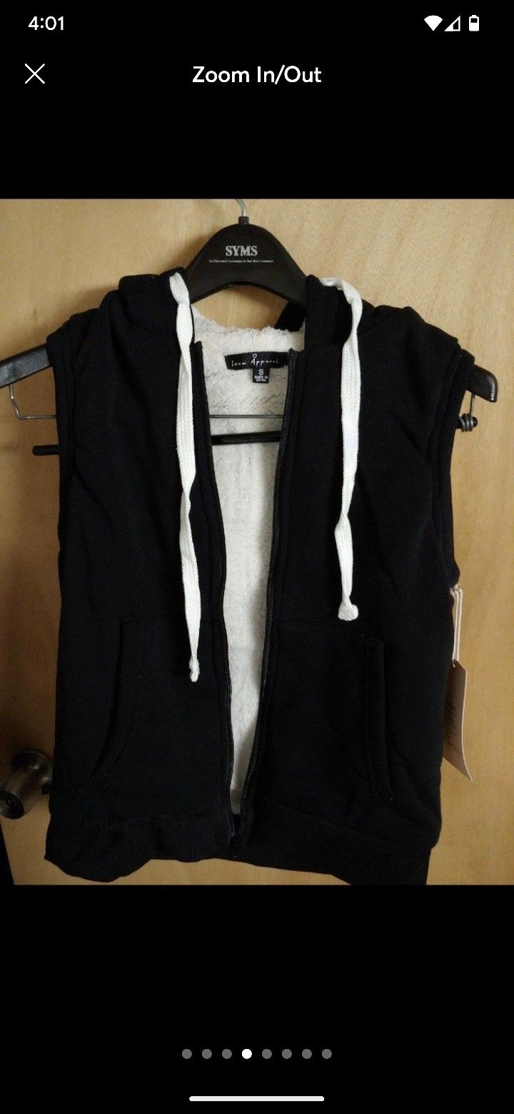 Fur line vest hoodie