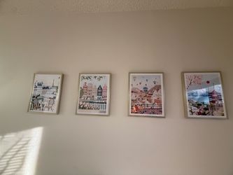 Set of 7 Framed Travel Wall Art – $25 FIRM