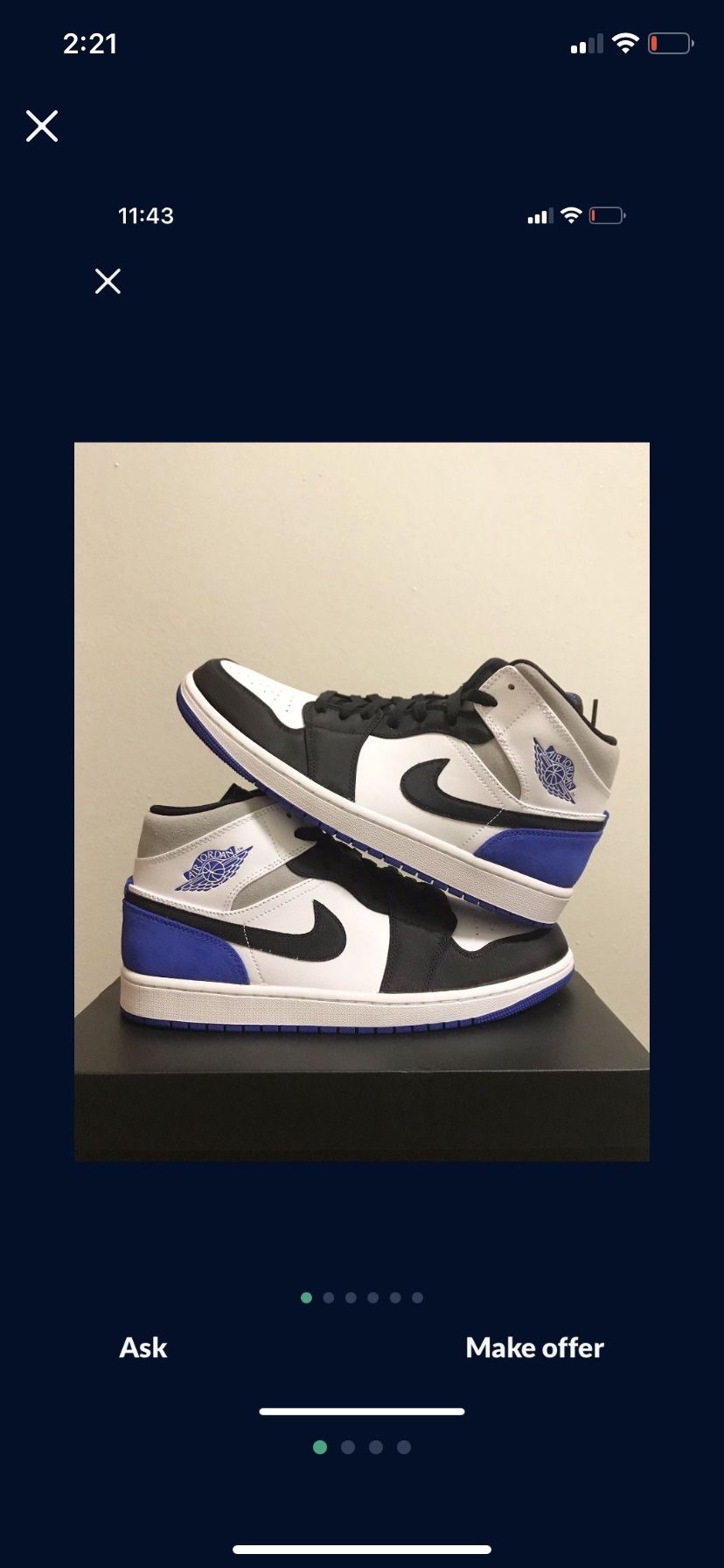 Jordan 1 Mid SE Royal Black Toe