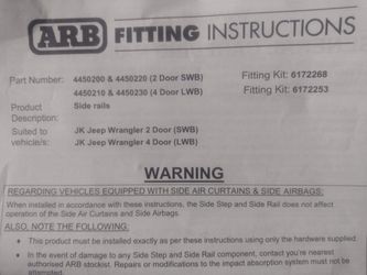Brand New ARB rock Sliders And Cargo Barriers For Jeep Wrangler 