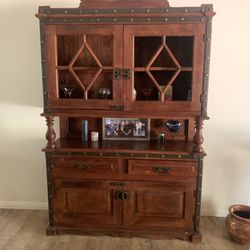 Rustic Old West Solid Mesquite Bar /china Cabinet 