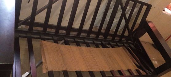 Dark Wood Bed Frame with Slats
