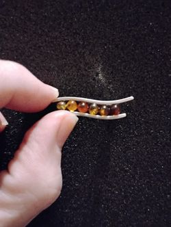 Vintage Einer Fehrn Sterling and Amber Broach 