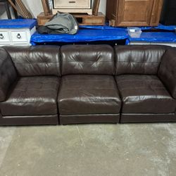 Brown Leather 3 Piece Modular Couch