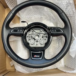 2014-2018 AUDI RS7 PRESTIGE BLACK LEATHER STEERING WHEEL W/TIPTRONIC OEM 2015