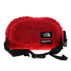 Supreme X The North Face Red Faux Fur Fanny Pack