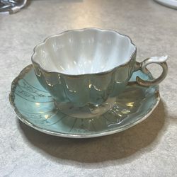 Antique Clamshell Cup and Saucer