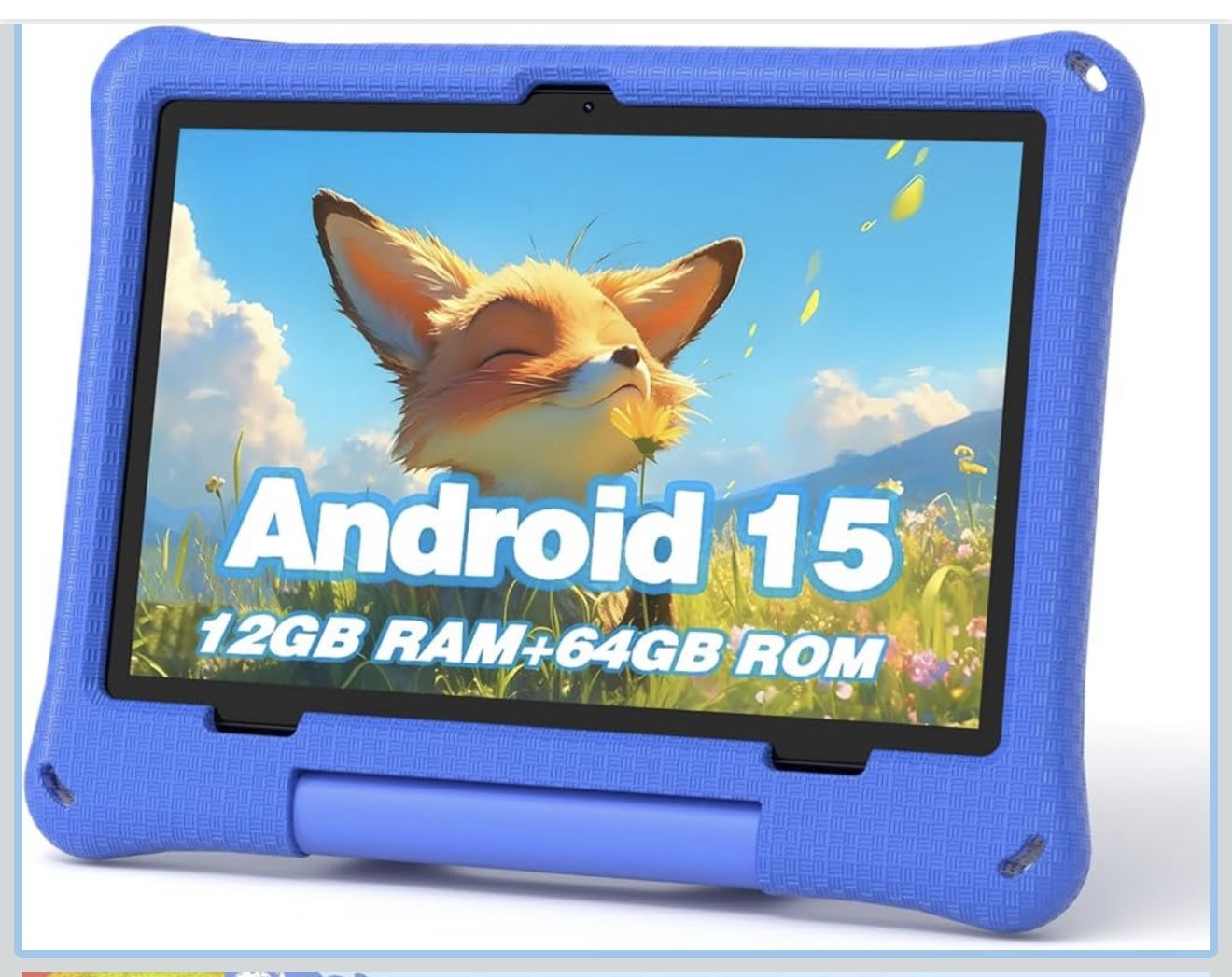 Blue Tablet with Protective Case-Tablet, 10.1 Inch Android 15 Tablet 