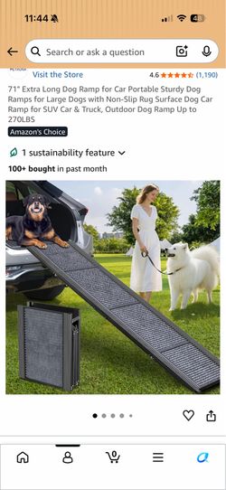 New in box 71" Extra Long Dog Ramp for Car Portable Sturdy Dog Ramps for Large Dogs with Non-Slip Rug Surface Dog Car Ramp for SUV Car & Truck, Outdoo