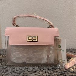 Two-Toned Satchel Top Handle  Small Crossbody Jelly  Purse With Adjustable Strap 