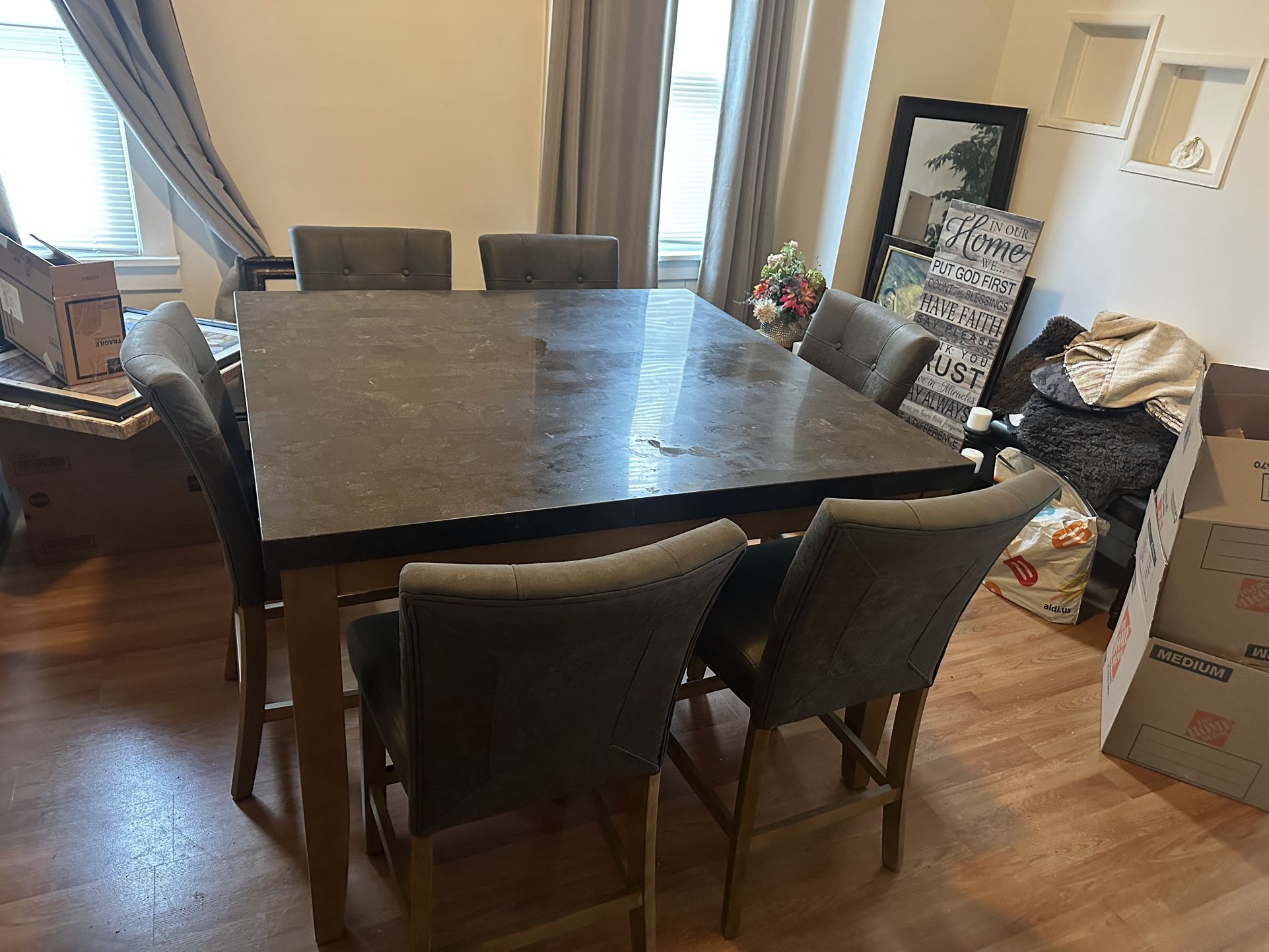 Dining room table with six chairs