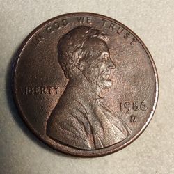 1986 D Penny With Multiple Errors 