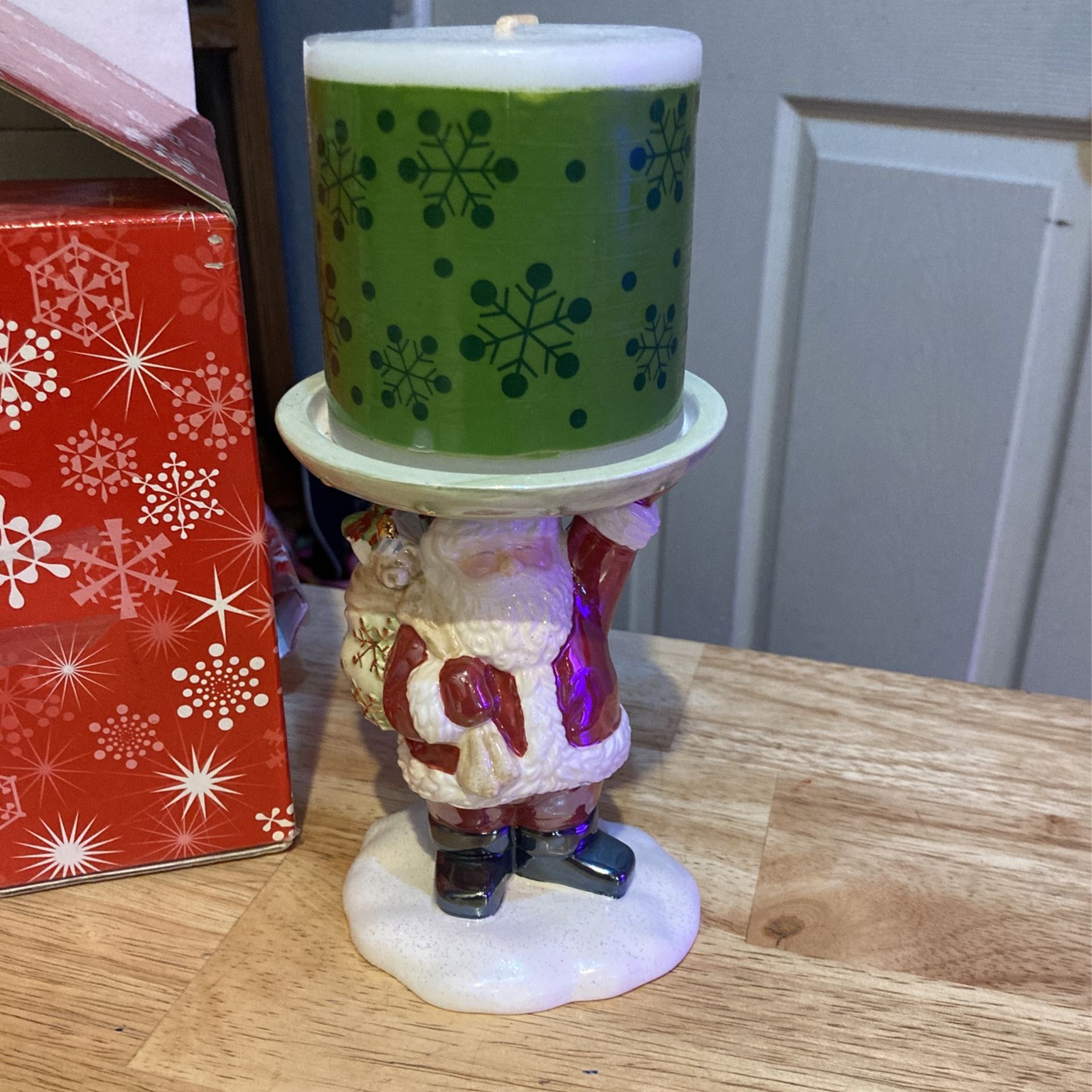 Avon Santa Candle Holder And Candle