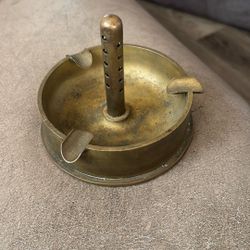 Vintage 1945 WWII Trench Art Ashtray Solid Brass Artillery Shell 