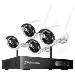 Used HeimVision HM(contact info removed)P Wireless Security Camera System w/4 Cameras And 1 Hard drive 