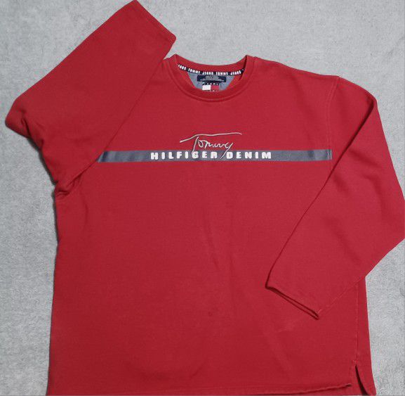 Men's Size 2XLARGE Tommy Hilfiger Long Sleeve Sweatshirt Soft Red