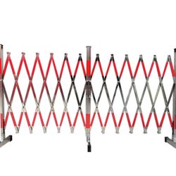 Stainless Steel Retractable Fence Mobile Barricade Safety Barrier Expandable Metal Barricade Stanchions for Garages Schools Malls Space Saving,Silver