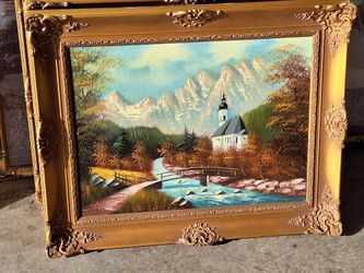 Set Of 4 Signed Original Oil Painting By Chris Huber