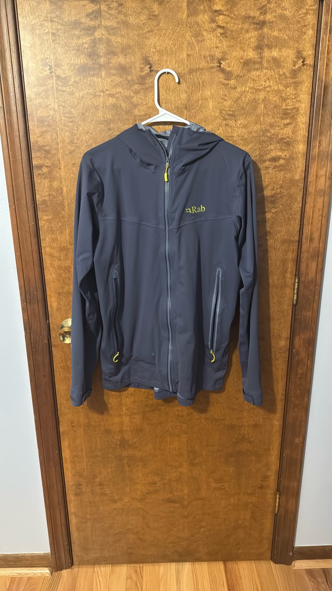 Rab Mens M Medium Full Zip Hooded Blue Softshell Outdoor Hiking Jacket