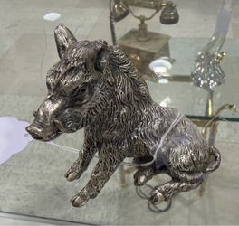 Vintage Boar Statue Silver Plated Wild Boar Made In Italy 3in