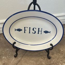 Italian Blue & White “FISH” Serving Platter – Crate & Barrel / Over & Back