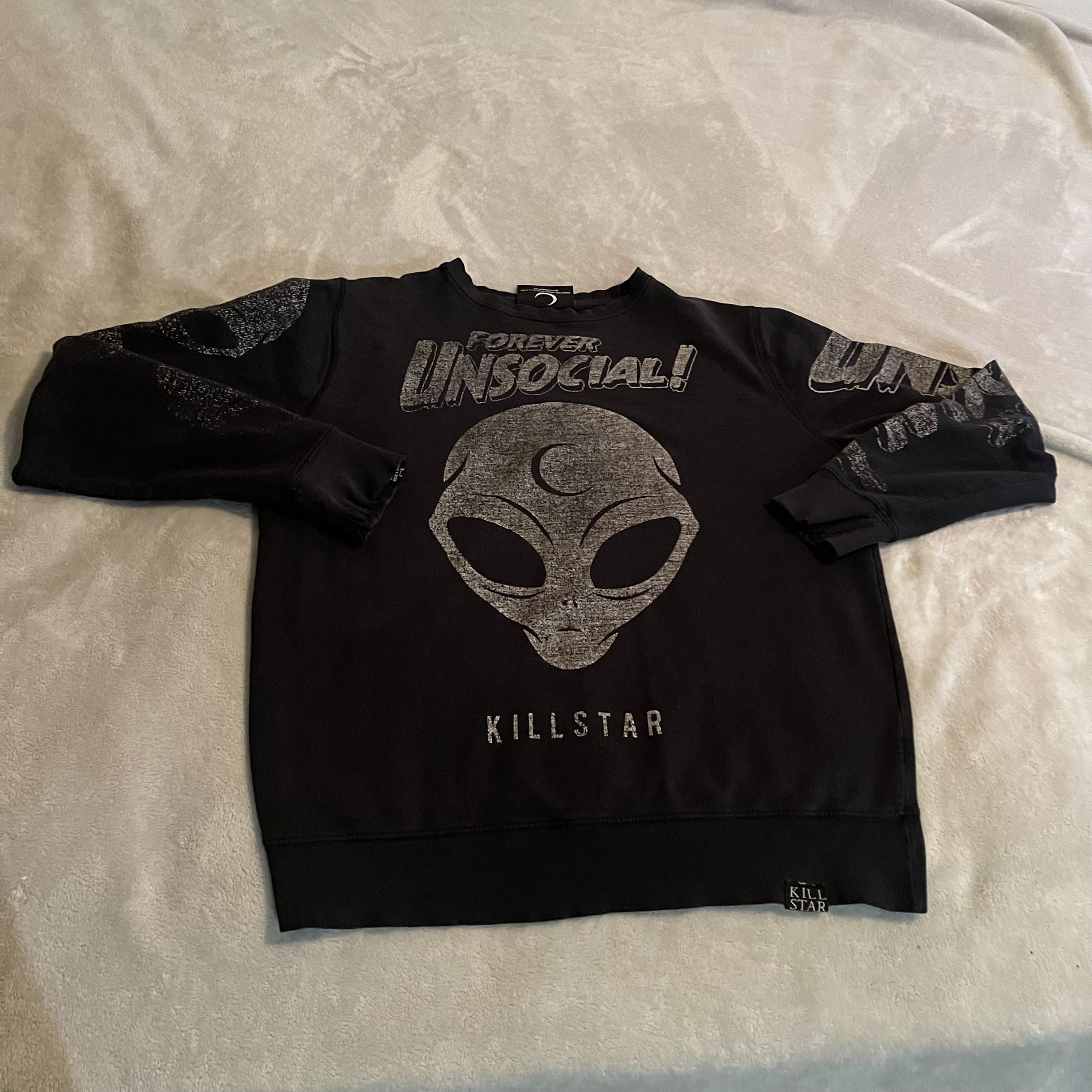 Killstar Sweater Men XL Black Alien Crew Neck Pullover Sweatshirt Graphic Gym