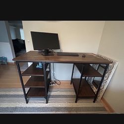 Solid wood and metal desk