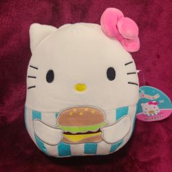 Hello Kitty Squishmallows With Hamburger 8" Tall NWT