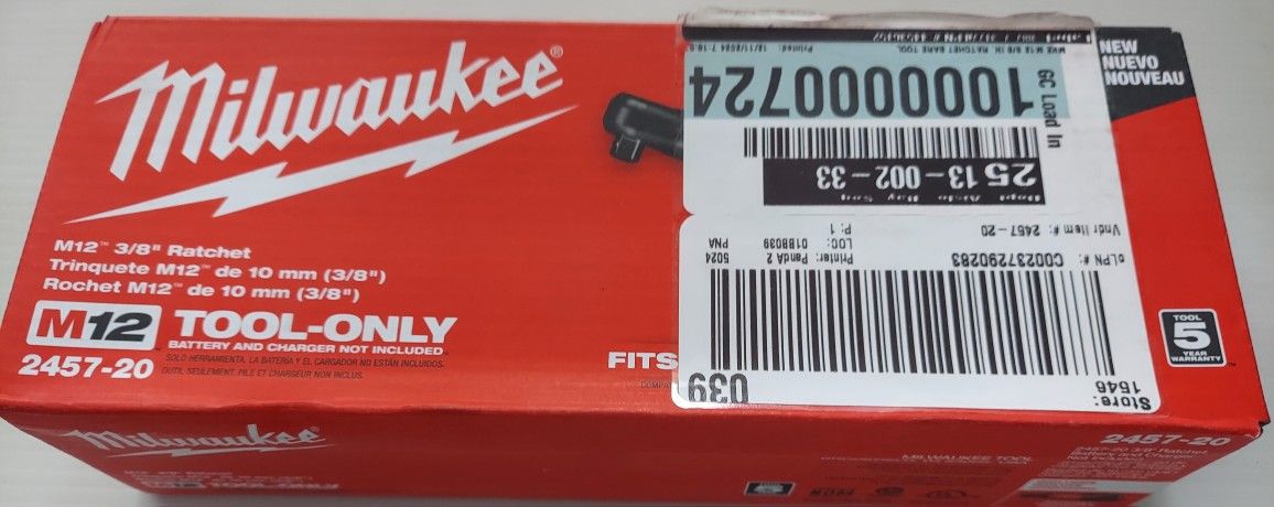 Milwaukee M12 Brushless Cordless 3/8 Ratchet - New in Box