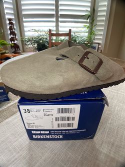 Birkenstock Womens Boston Clog Mule Taupe Size 38 EU -> 7 U.S. *Narrow Last