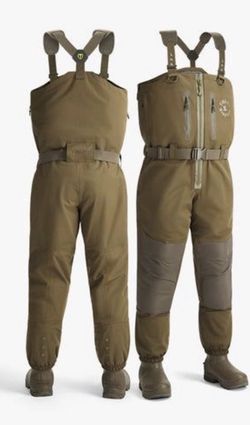 TIDEWE × MinnDak Slough Dawgs TIZIP® Duck Hunting Waders | Durable Waterproof Breathable Zip Chest Bootfoot Waders for Men | Camo Neoprene Hunting Bib