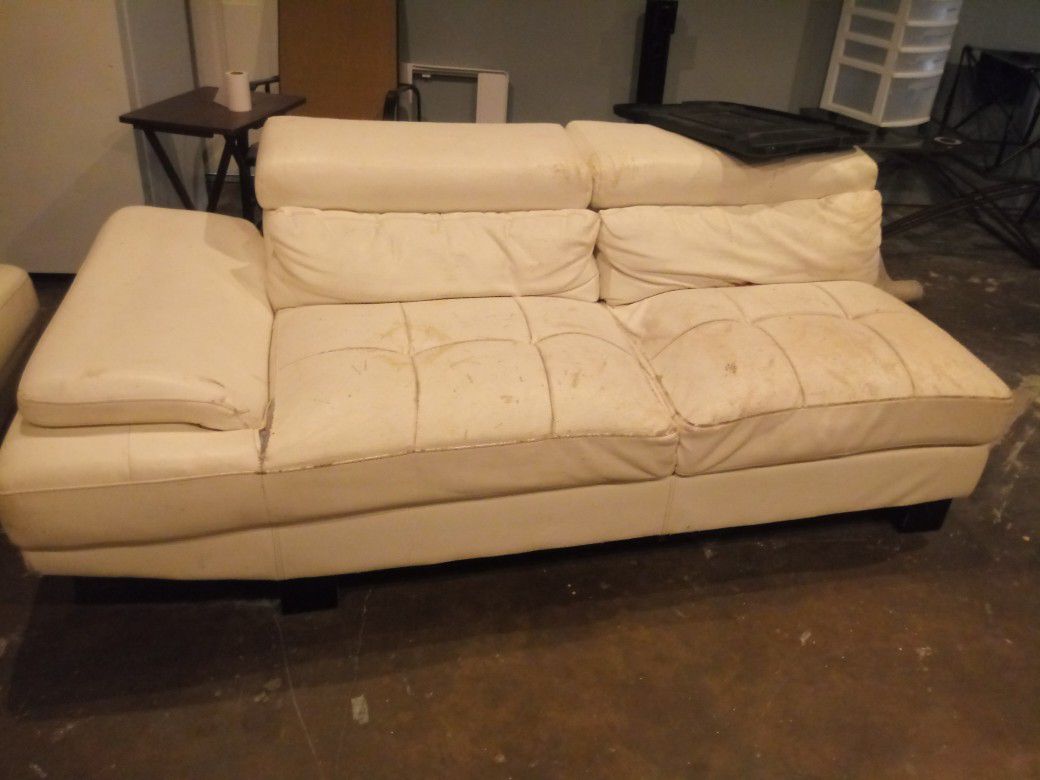 All white Leather couch