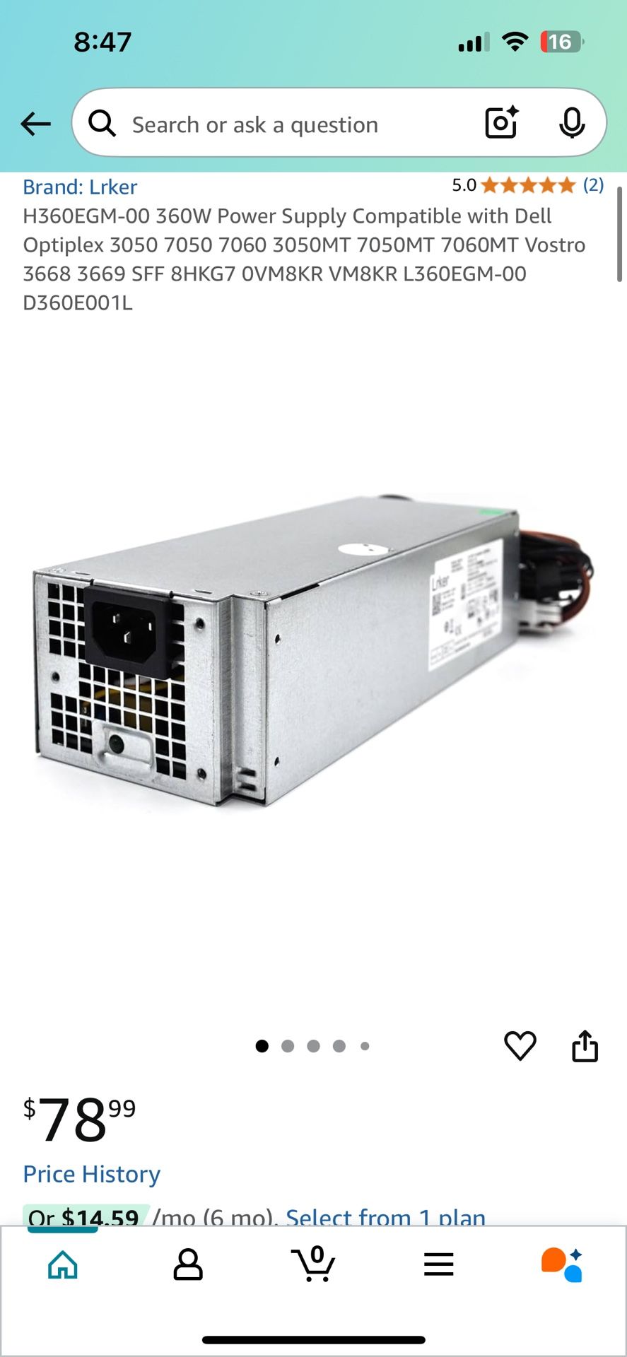  H360EGM-00 360W Power Supply Compatible with Dell Optiplex 3050 7050 7060 3050MT 7050MT 7060MT Vostro 3 SFF 8HKG7 ... H360EGM-00 360W Power S