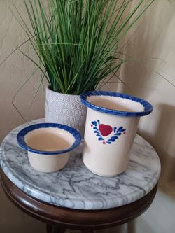 2 Piece Ceramic Ice Chiller Dip Serving Bowl, Sponge Ware Pottery