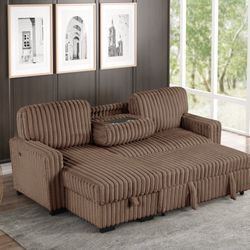 Poland Mocha Sectional With Pull Out Bed ❤️