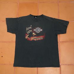 Harley-Davidson 2000’s vintage distressed faded Forever Free Eagle Flame T-Shirt Size 2XL