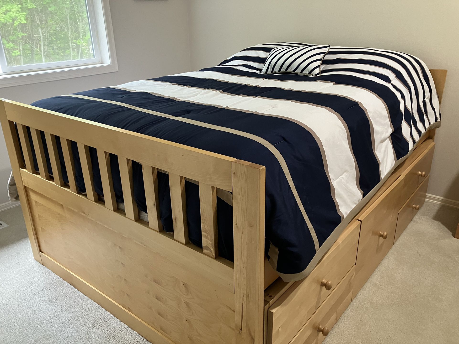 Solid Wood Captains Bed (Frame + Mattress)