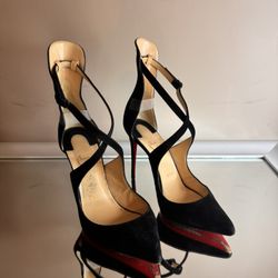 Sexy Louboutin Marlenarock Black velvet Red Bottoms