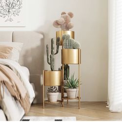 Gold Plant Stand, Foldable Metal Plant Holder