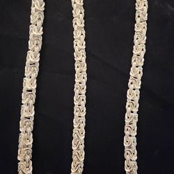 .925 Silver  Byzantine Necklace & Bracelet  /   Cadena  Y Esclava De Plata 9.25 Tejido Chino