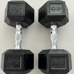 Rubber Hex Dumbbell(s) 40 LBS