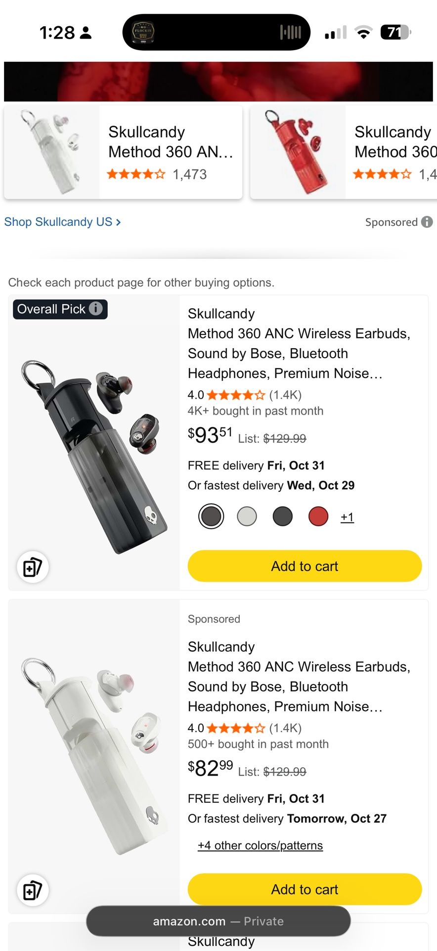 Skull Candy x BOSE EARPHONES 