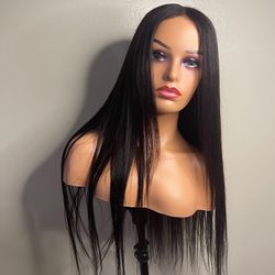28” Straight Human Hair Wig Costumed Handmade