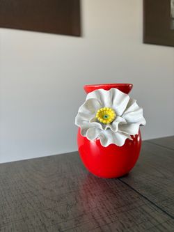 Anthropologie White Poppy Vase